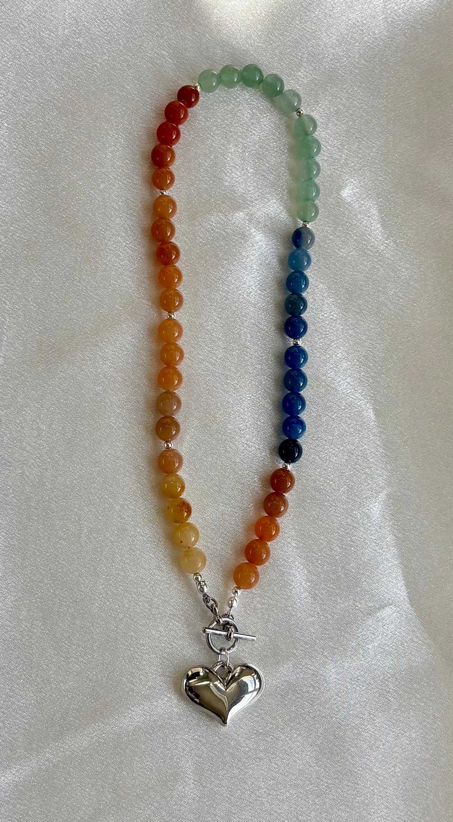 Mixed Signals | Multi-color Agate Heart Necklace (17”)