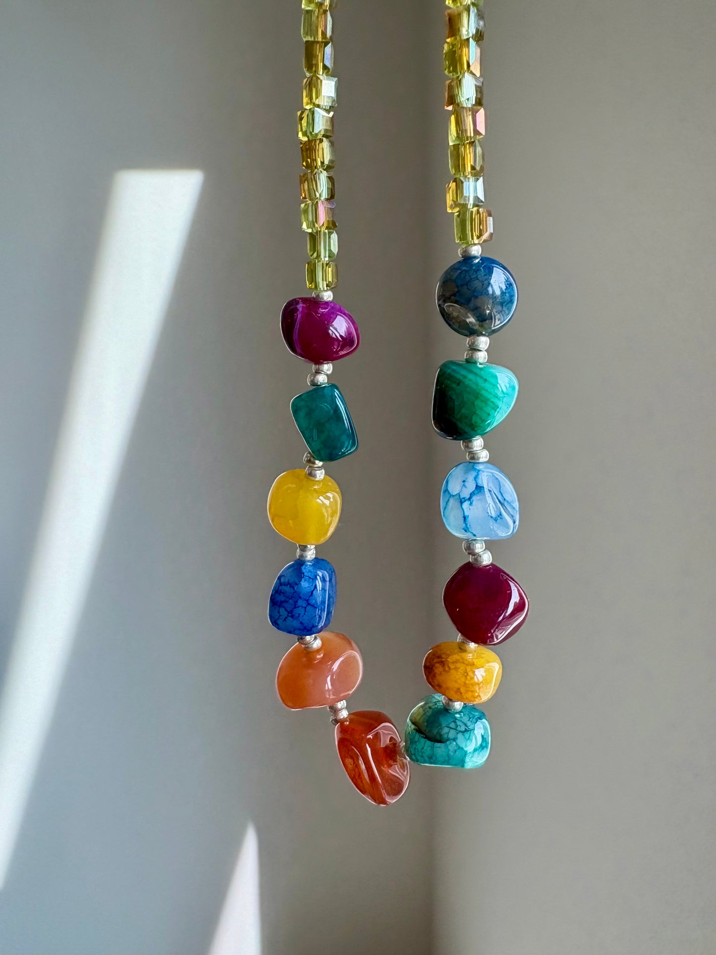 Colorful Stone Beaded Necklace – Bold Multi-Stone Choker