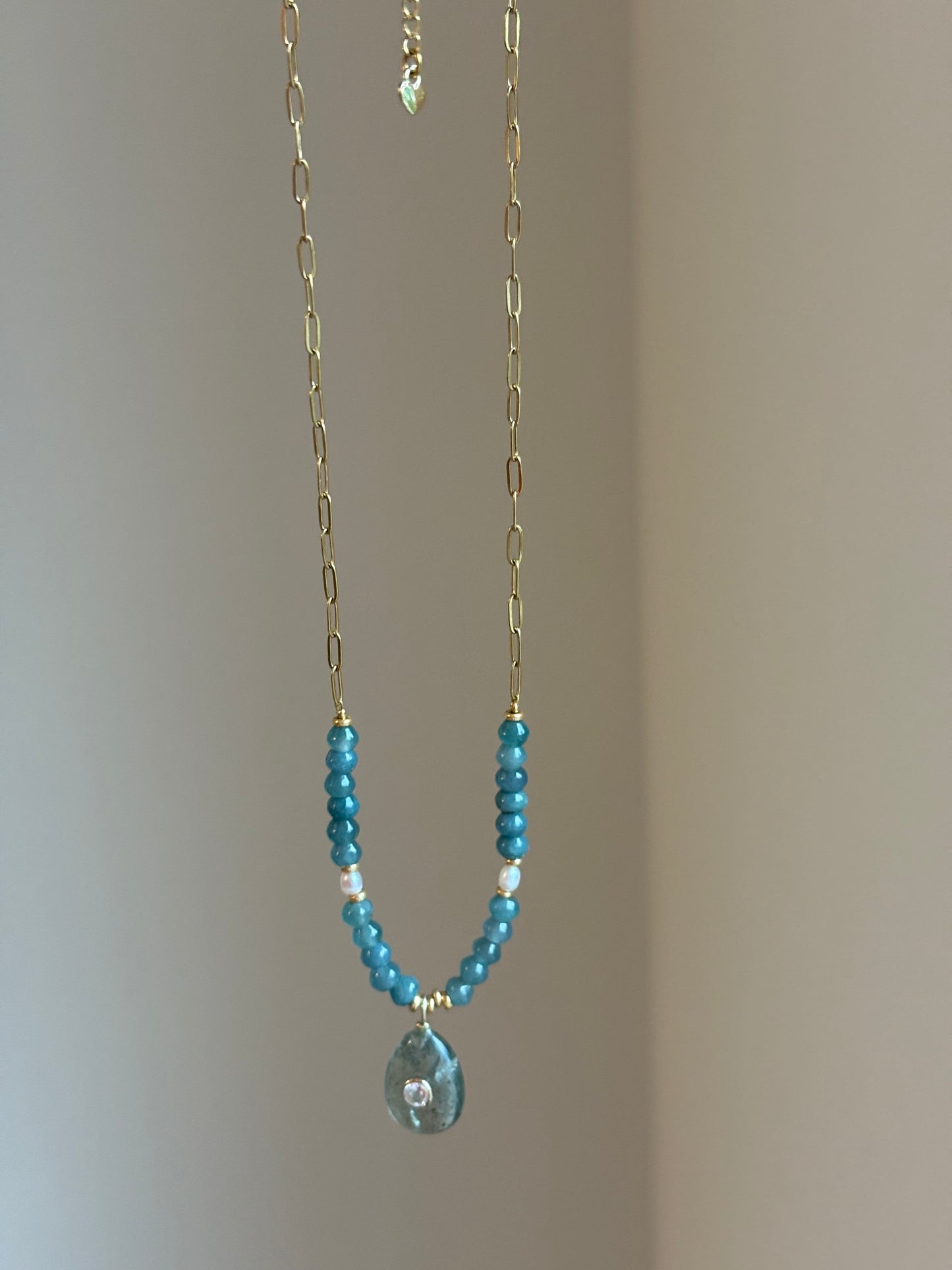 Jade & Moss Aquamarine Charm Necklace