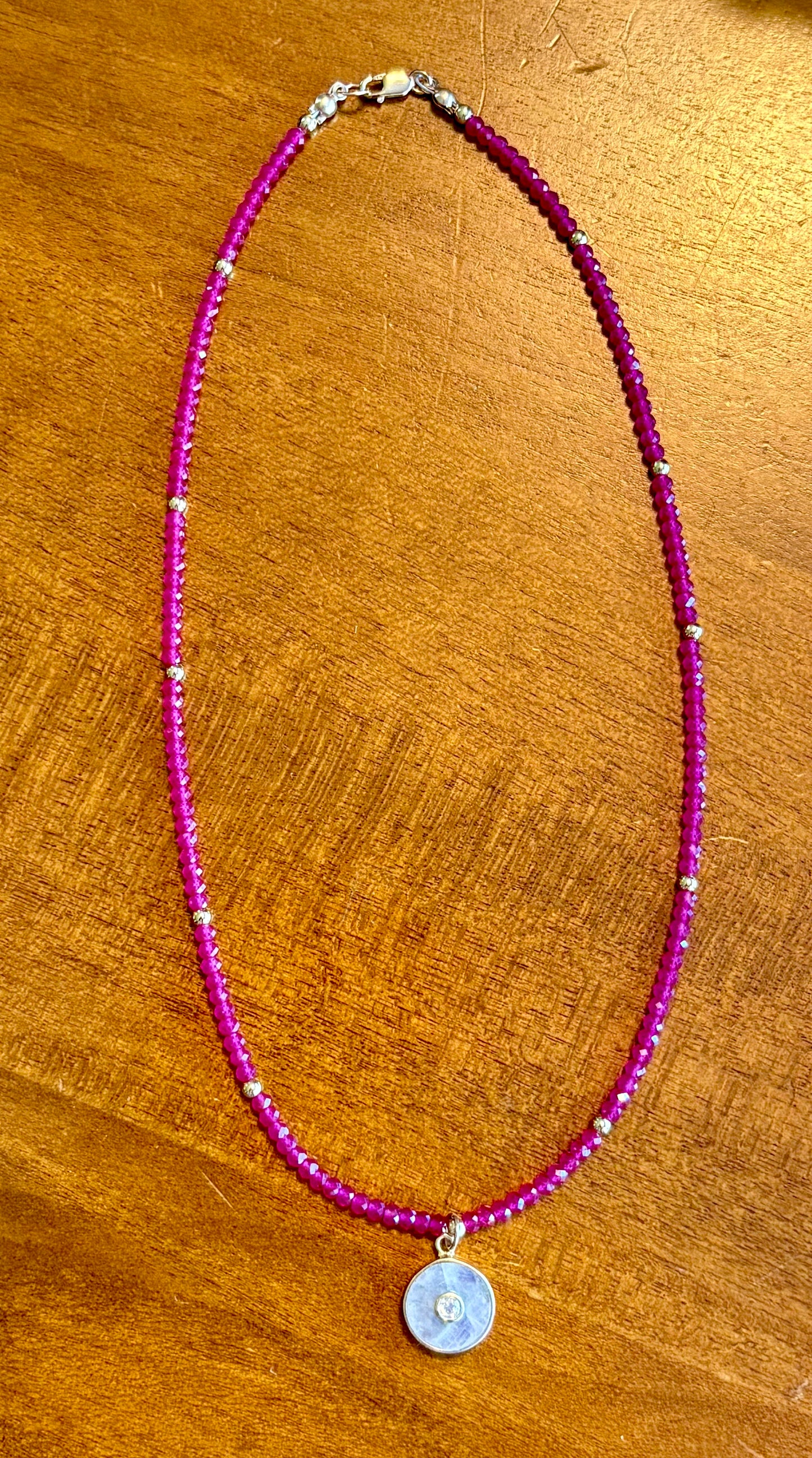 Ruby with Moonstone and Topaz Charm Necklace