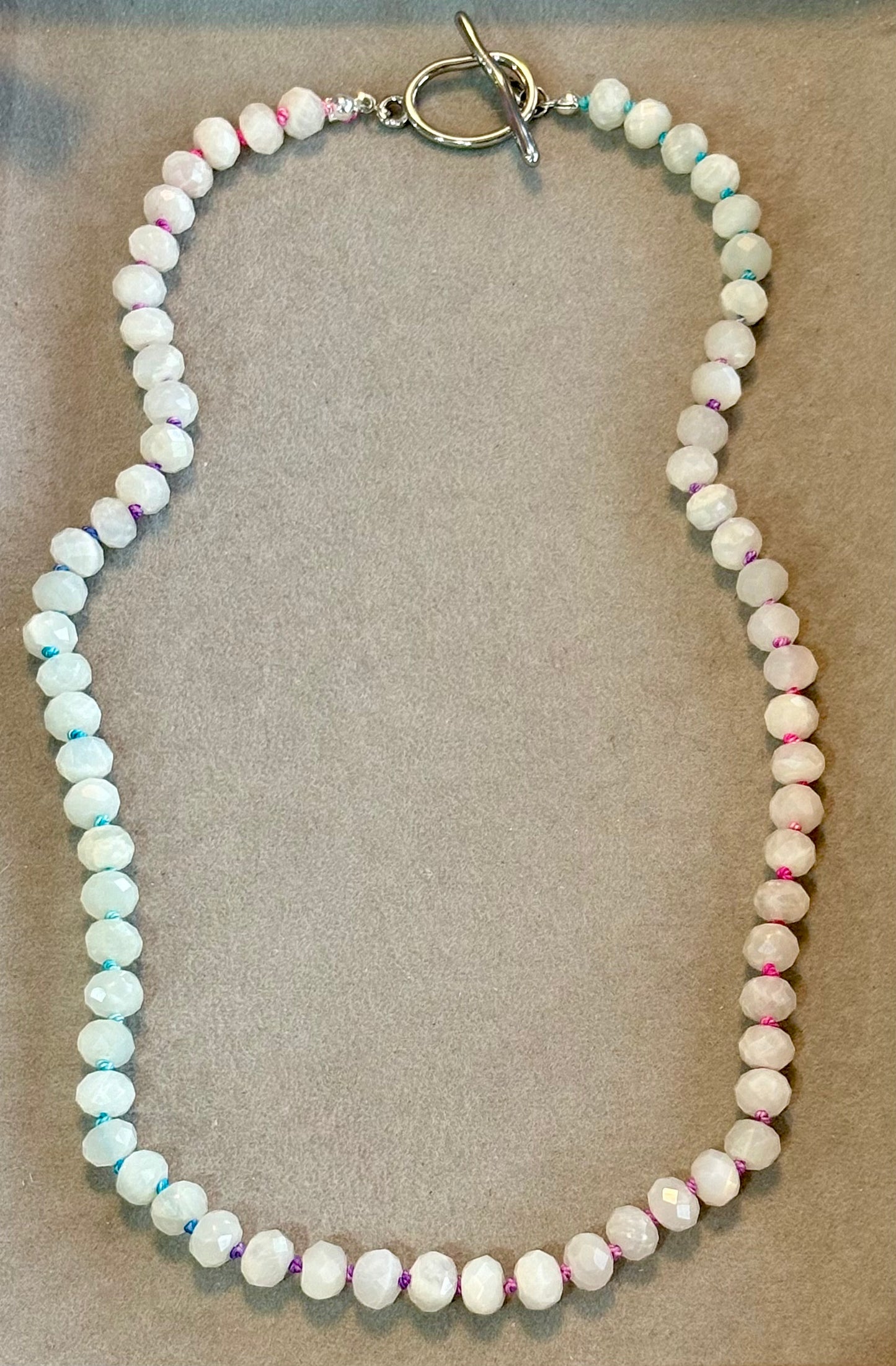 “Rainbow Glow” Moonstone Silk-Knot Necklace