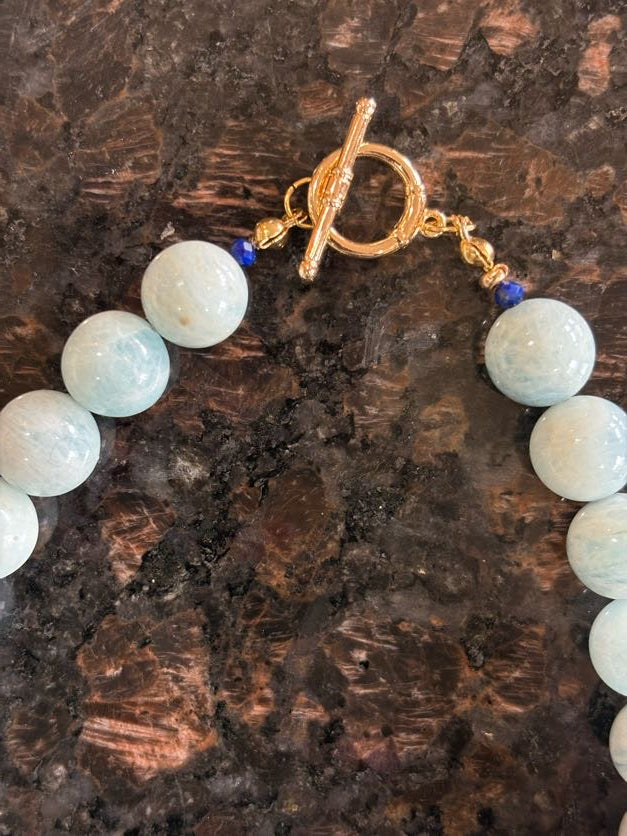 Jawbreaker Necklace – Aquamarine, Agate & Citrine Gemstones with 18K Gold Toggle Clasp