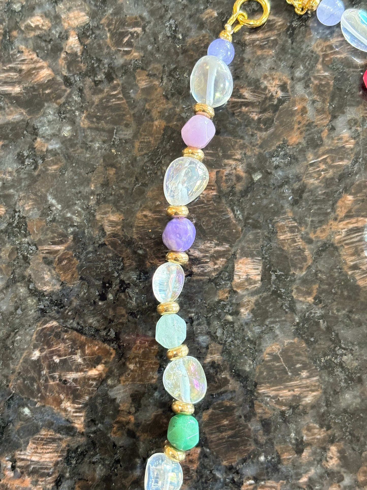 Crystal Candy Necklace – Rainbow Quartz Necklace with Gold Lobster Clasp | 16 inches
