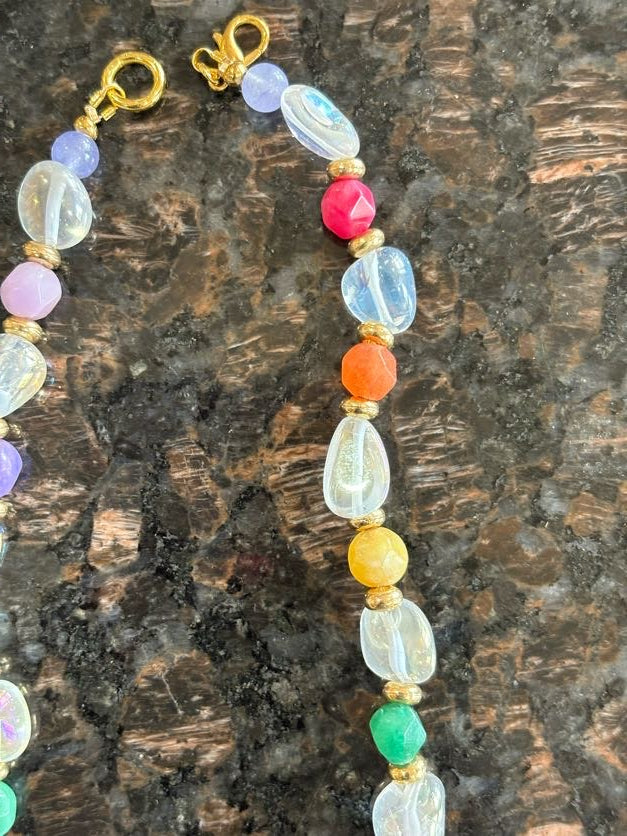Crystal Candy Necklace – Rainbow Quartz Necklace with Gold Lobster Clasp | 16 inches