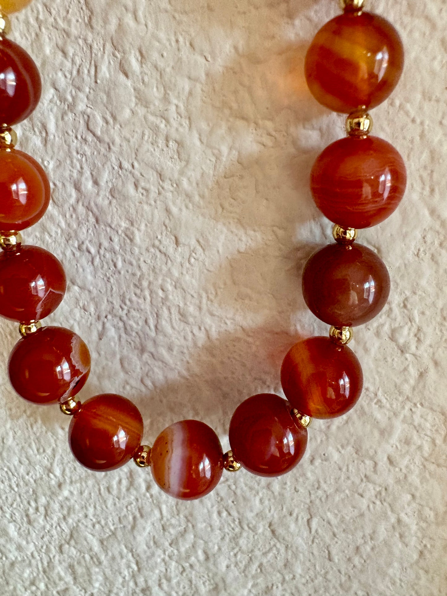 Carnelian Gemstone Necklace – 17.5" with 18K Gold-Filled Beads & Gold Filled Toggle Clasp