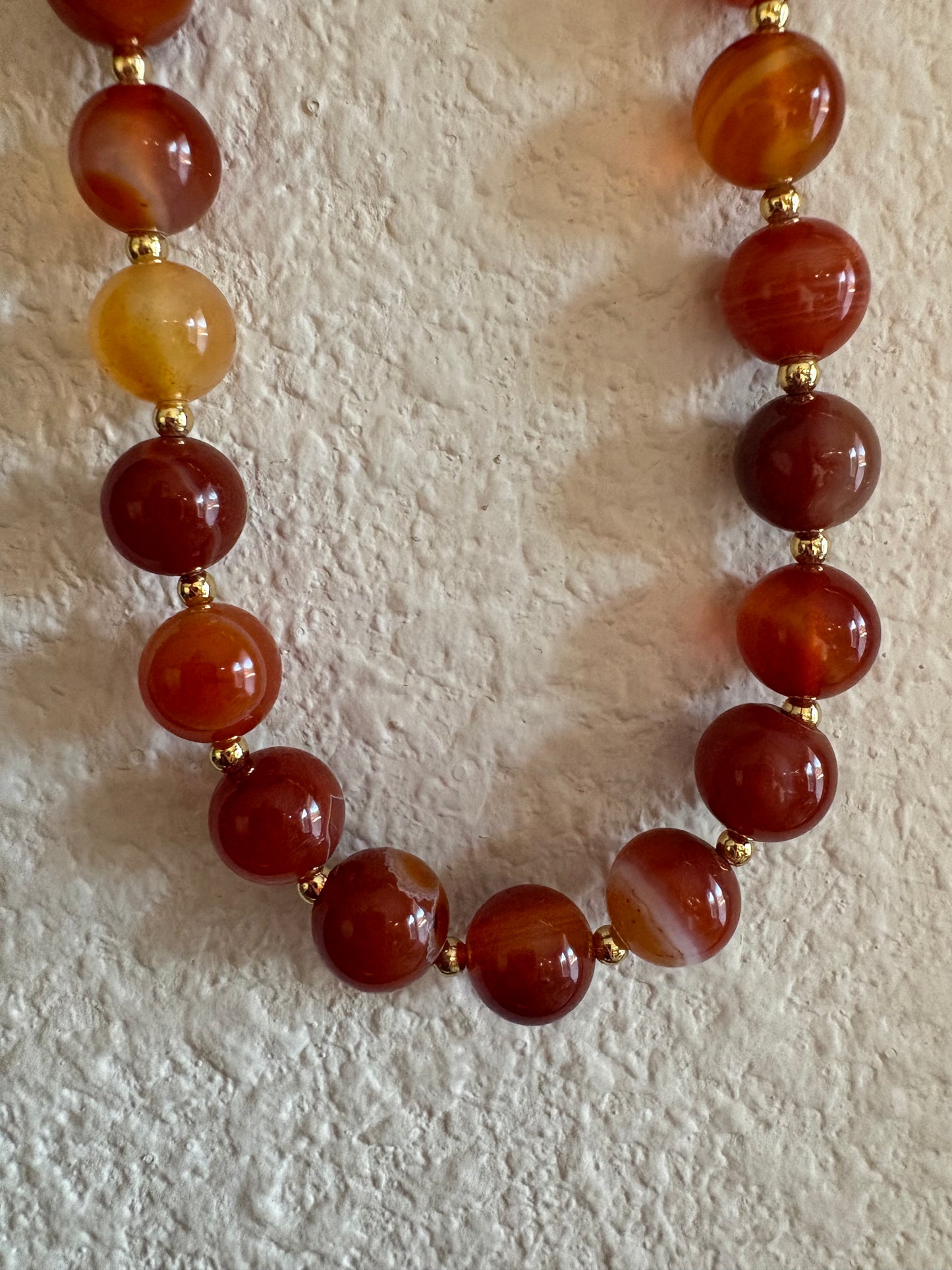 Carnelian Gemstone Necklace – 17.5" with 18K Gold-Filled Beads & Gold Filled Toggle Clasp