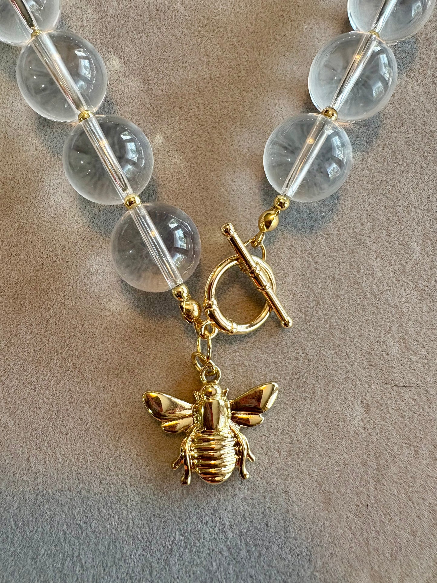 Quartz Bee Necklace