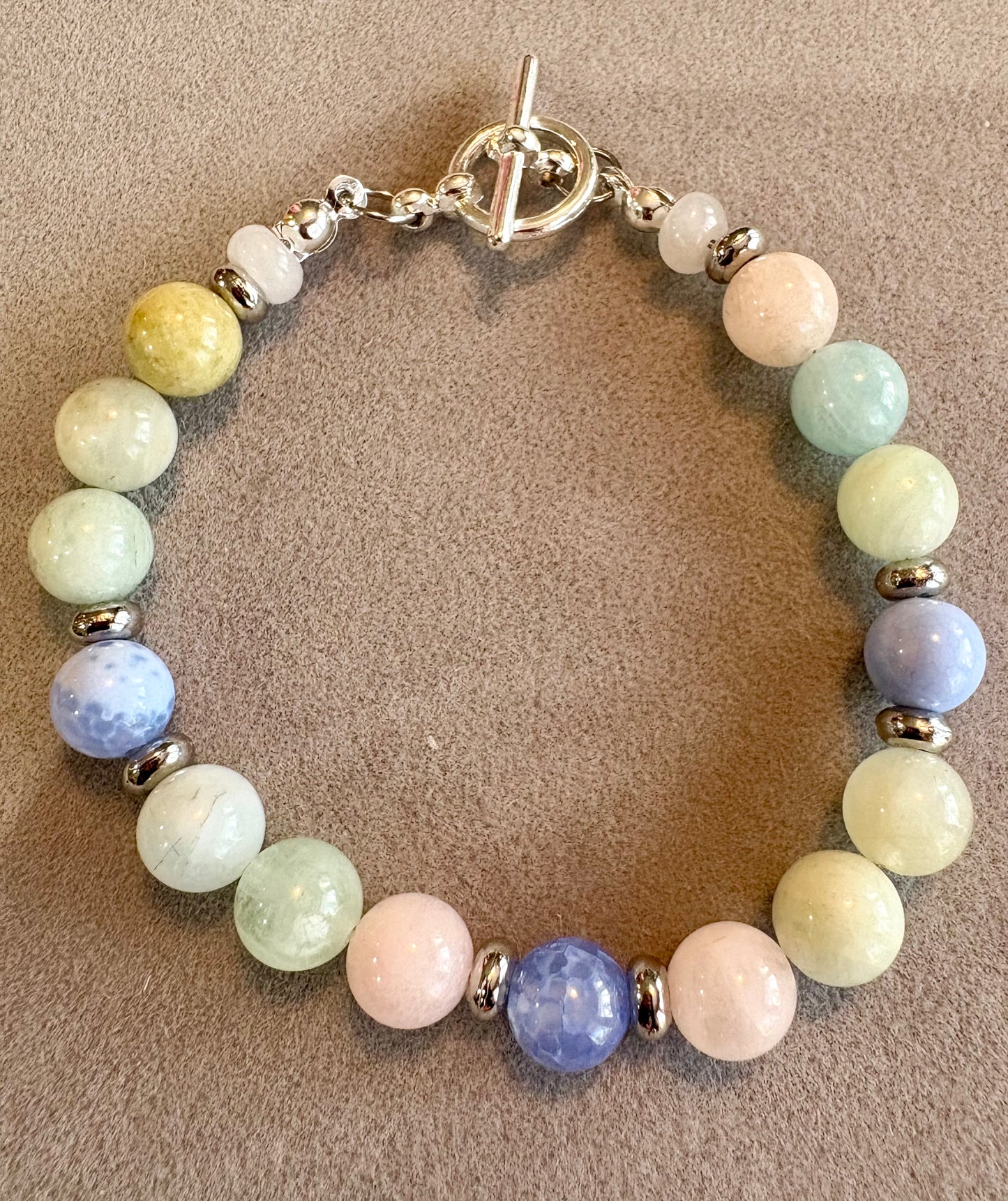 Morganite and Agate Bracelet