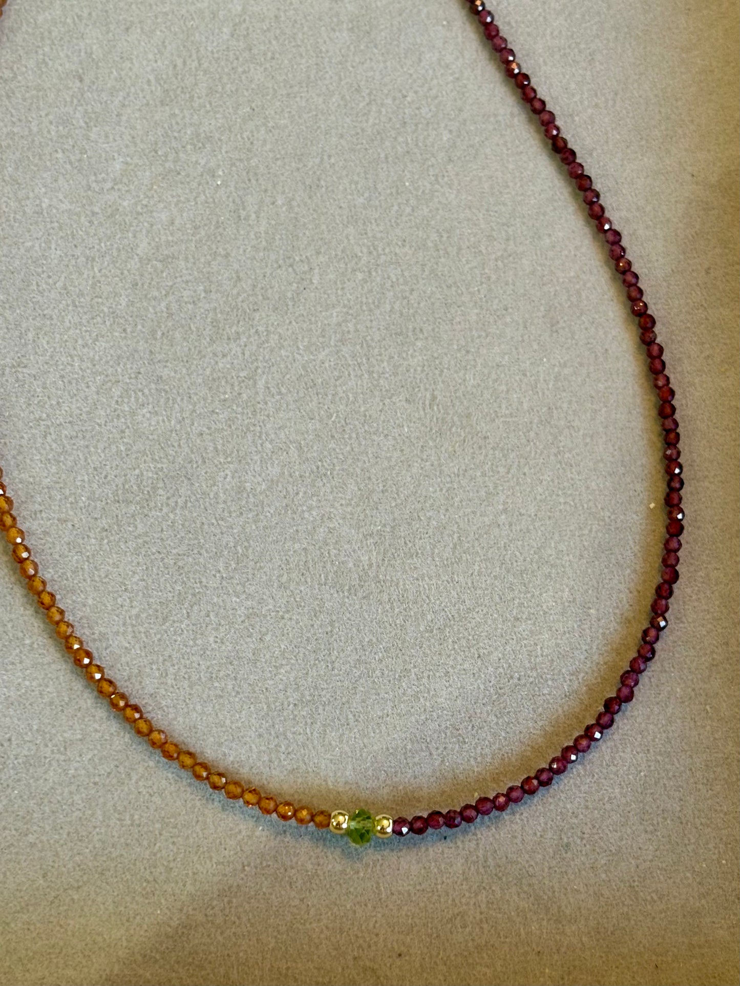 Garnet and Peridot Twinkle Necklace