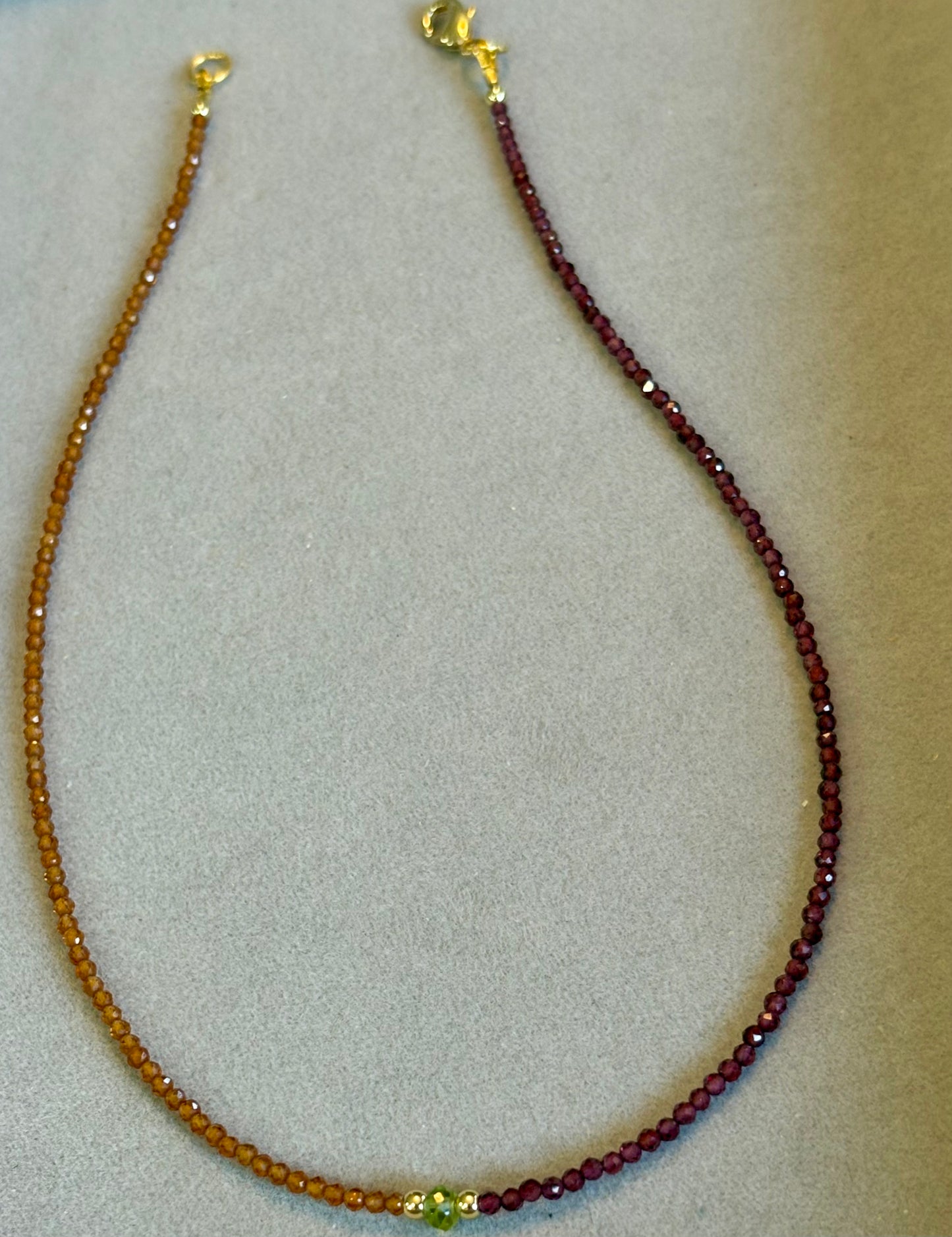 Garnet and Peridot Twinkle Necklace