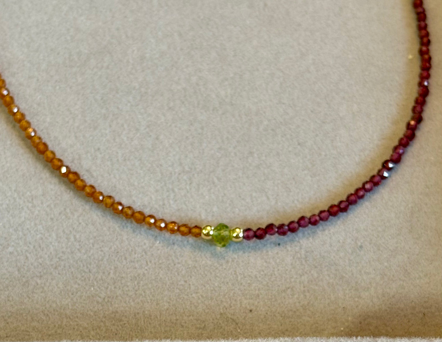 Garnet and Peridot Twinkle Necklace