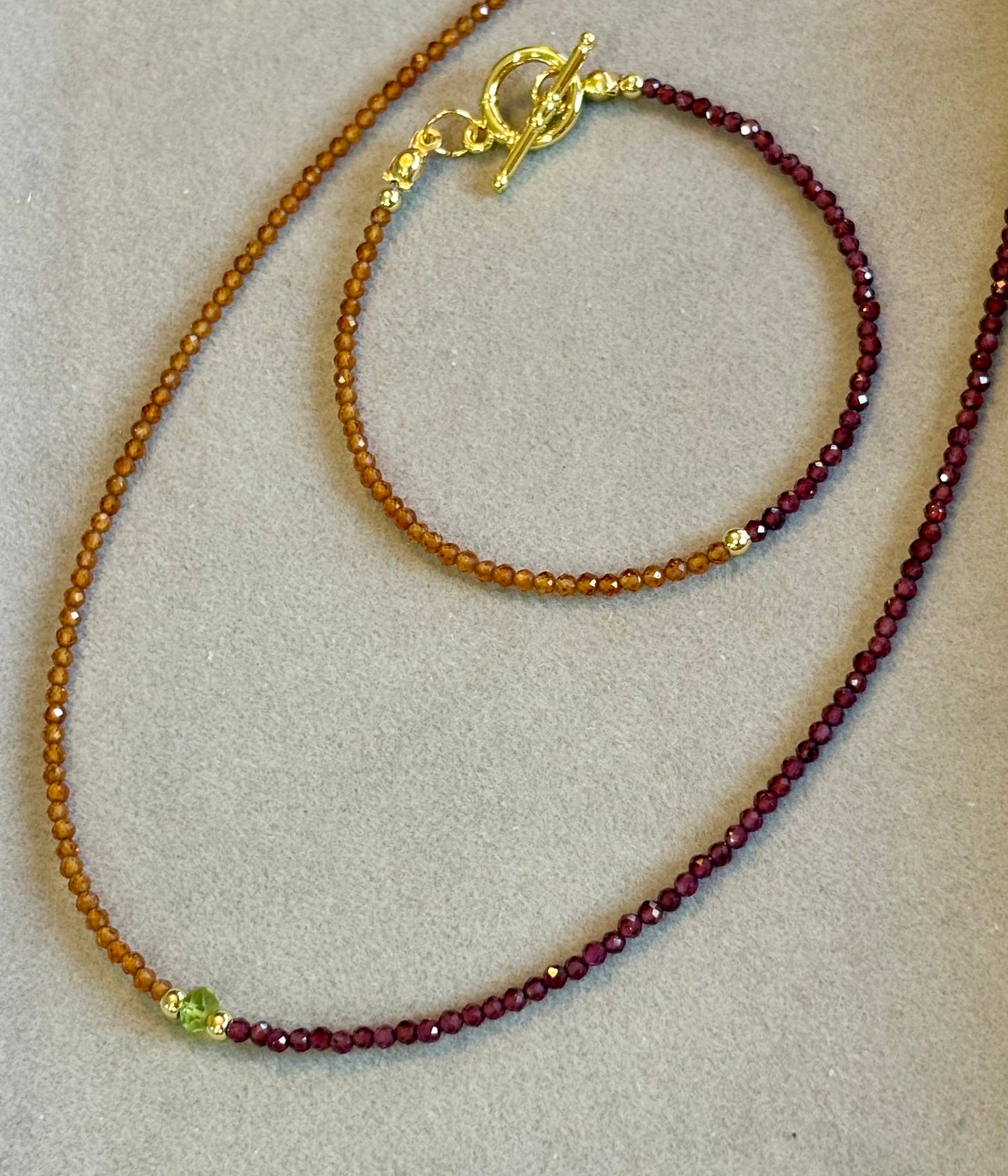 Garnet and Peridot Twinkle Necklace