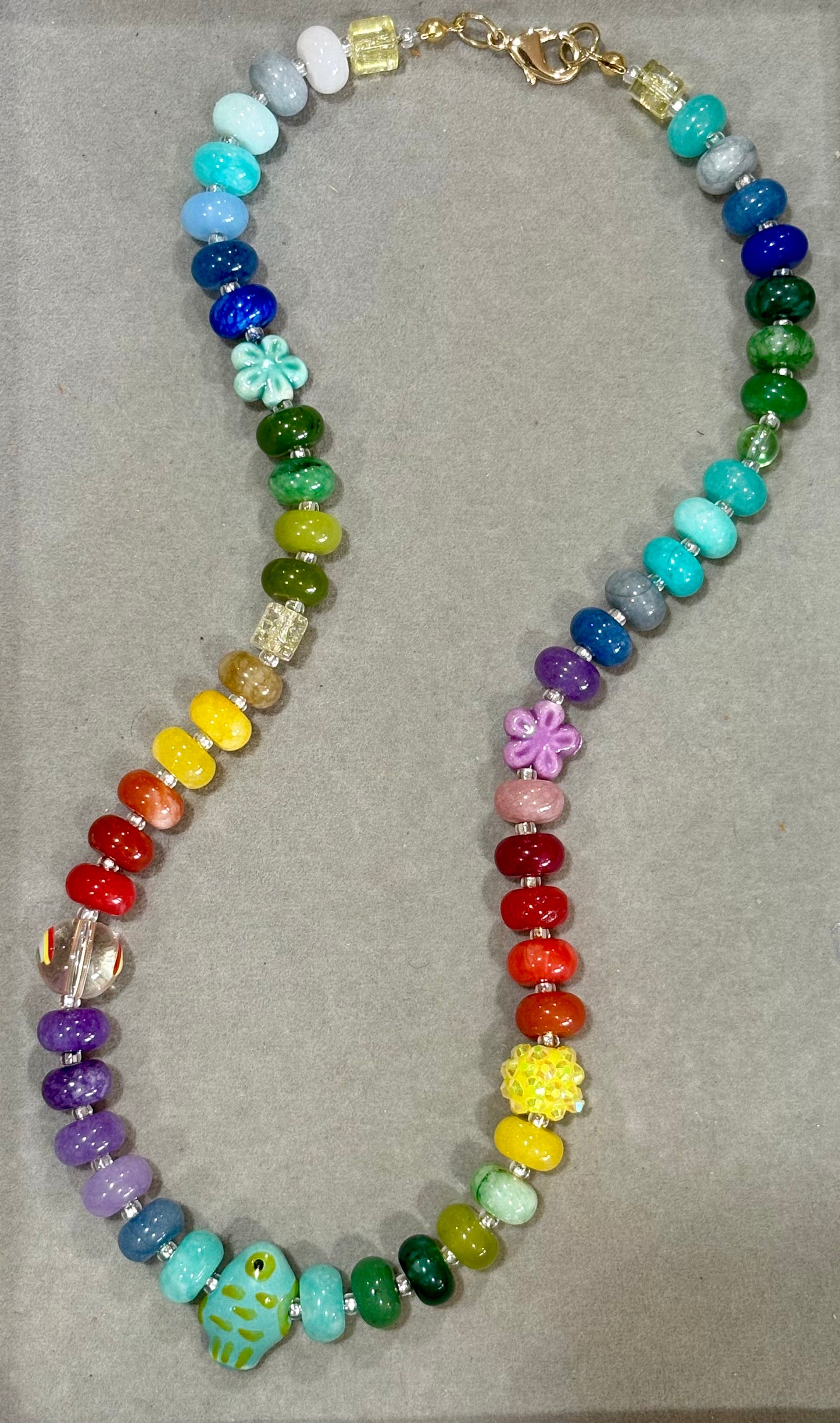 Happy Little Accidents- Rainbow Jade and Mixed Gemstone Necklace