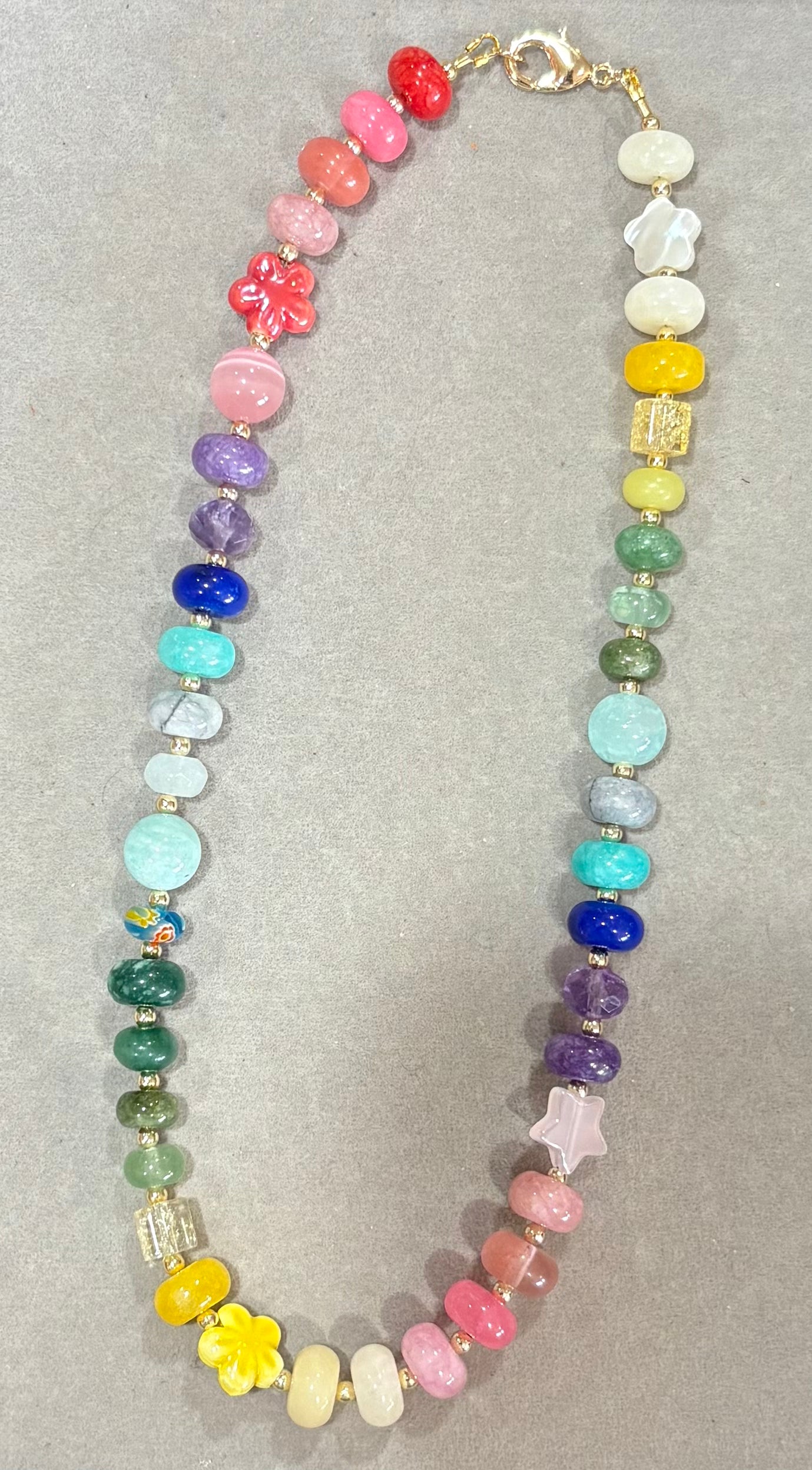 Happy Little Accidents- Rainbow Jade and Mixed Gemstone Necklace
