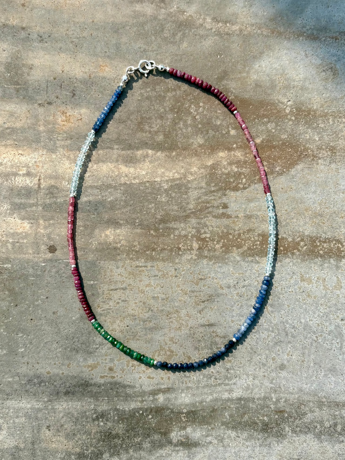 Multi-Gemstone Necklace – Ruby, Tourmaline, Topaz, Sapphire & Emerald