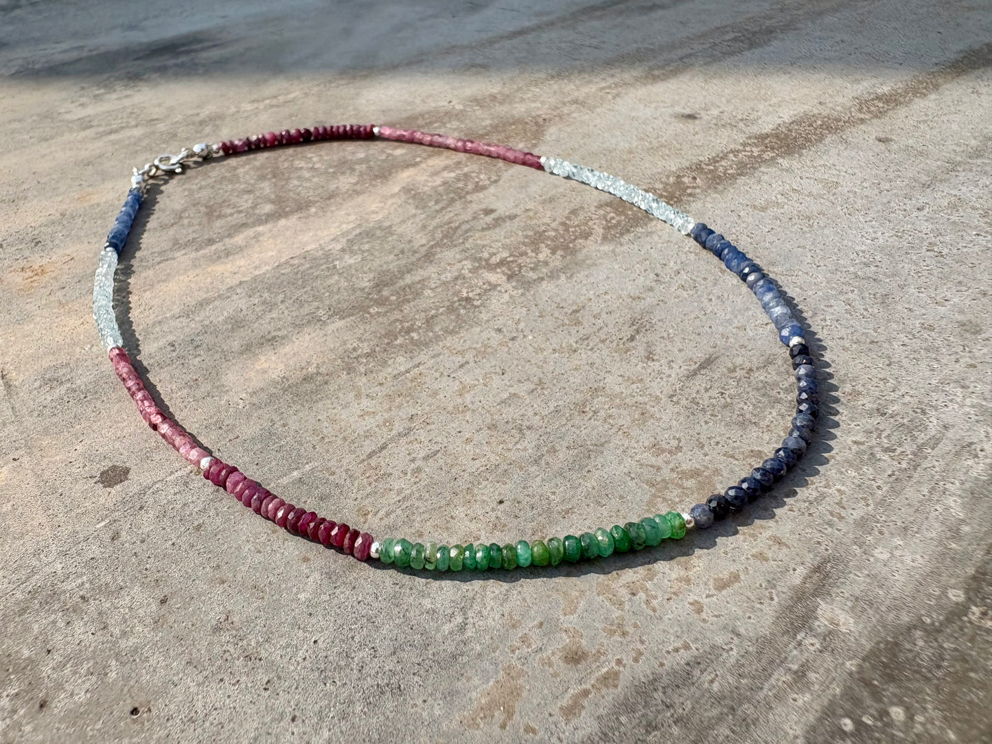 Multi-Gemstone Necklace – Ruby, Tourmaline, Topaz, Sapphire & Emerald
