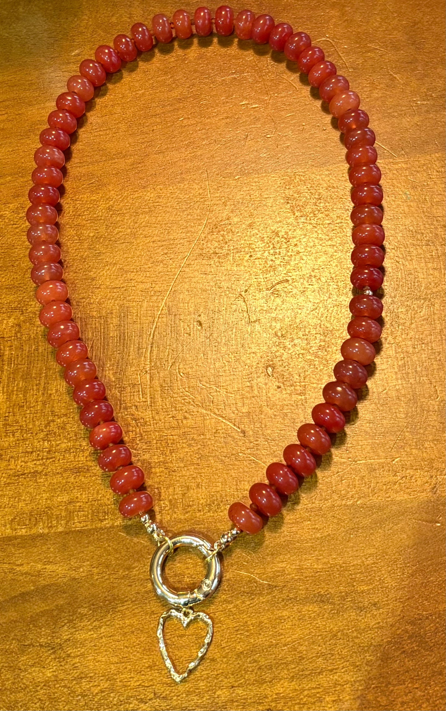 Carnelian Heart Charm Necklace