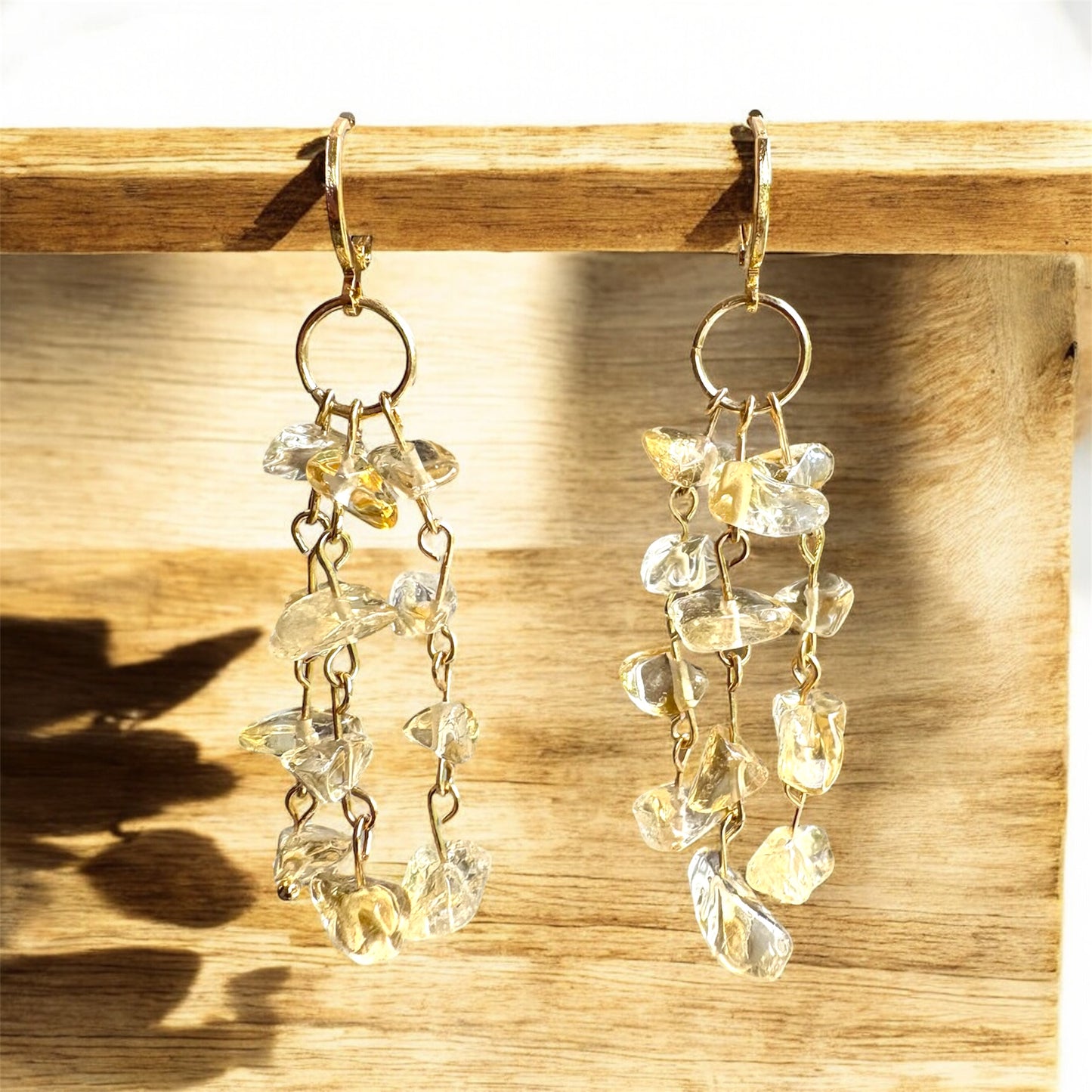 Citrine Gemstone Earrings | 18K Gold Plated Leverbacks