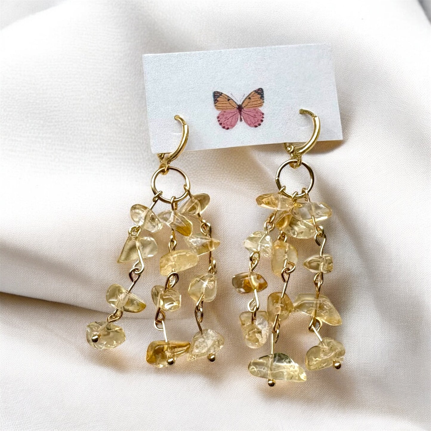 Citrine Gemstone Earrings | 18K Gold Plated Leverbacks