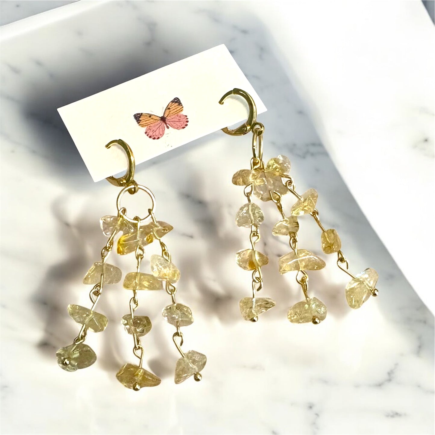 Citrine Gemstone Earrings | 18K Gold Plated Leverbacks