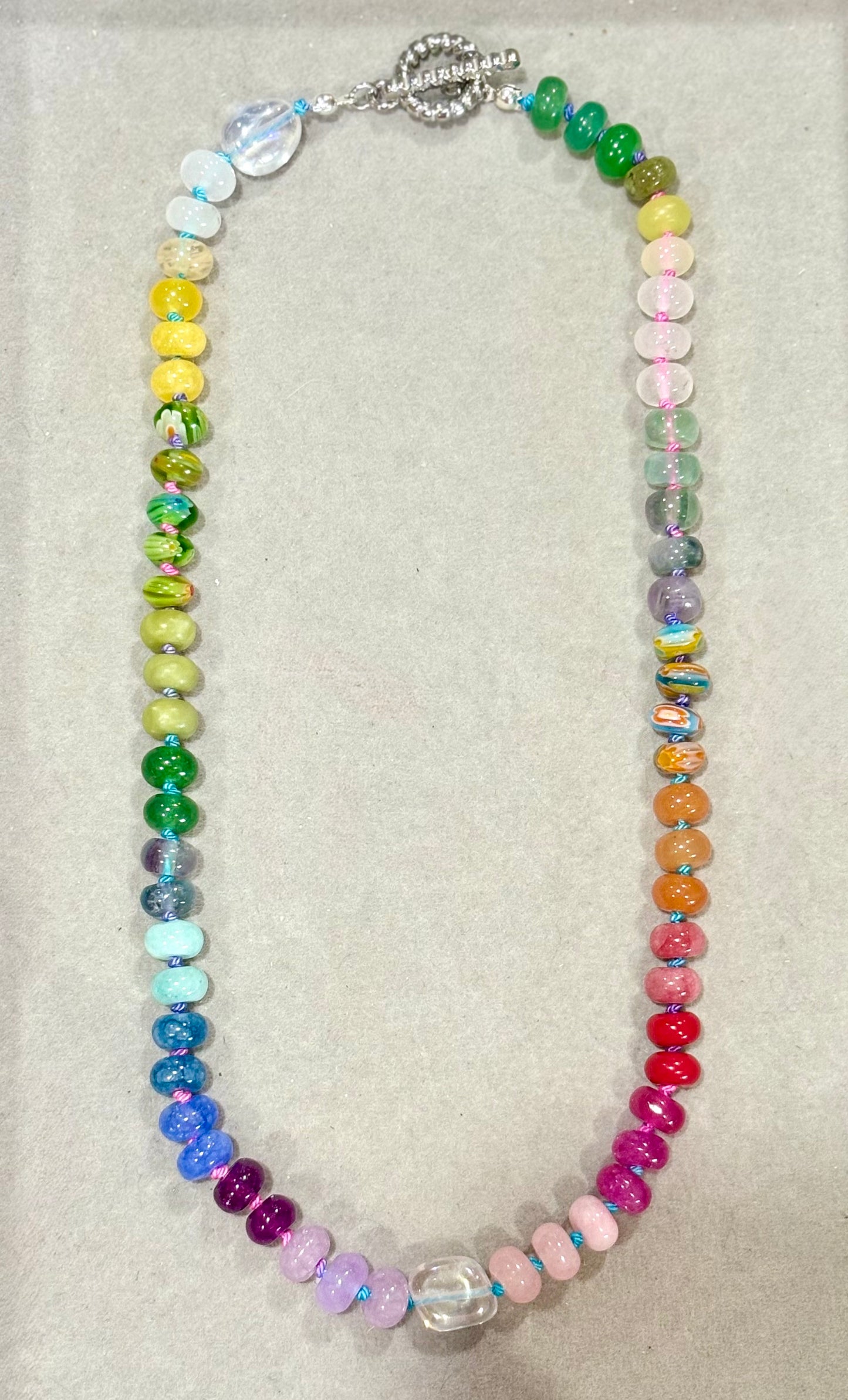 Rainbow Silk Knotted Necklace