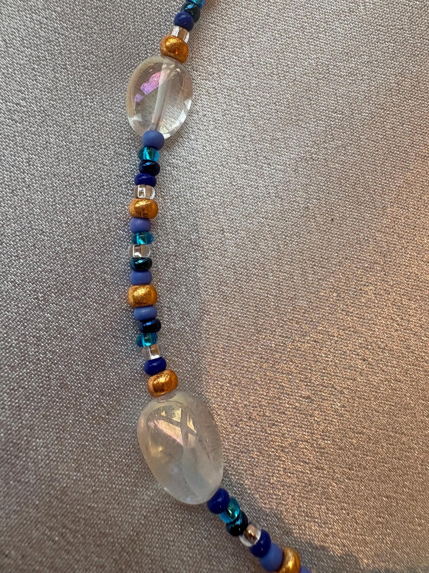 Collar de cuentas de cuarzo, 16 pulgadas, hecho a mano, joyería moderna y llamativa, cierre de langosta, regalos únicos