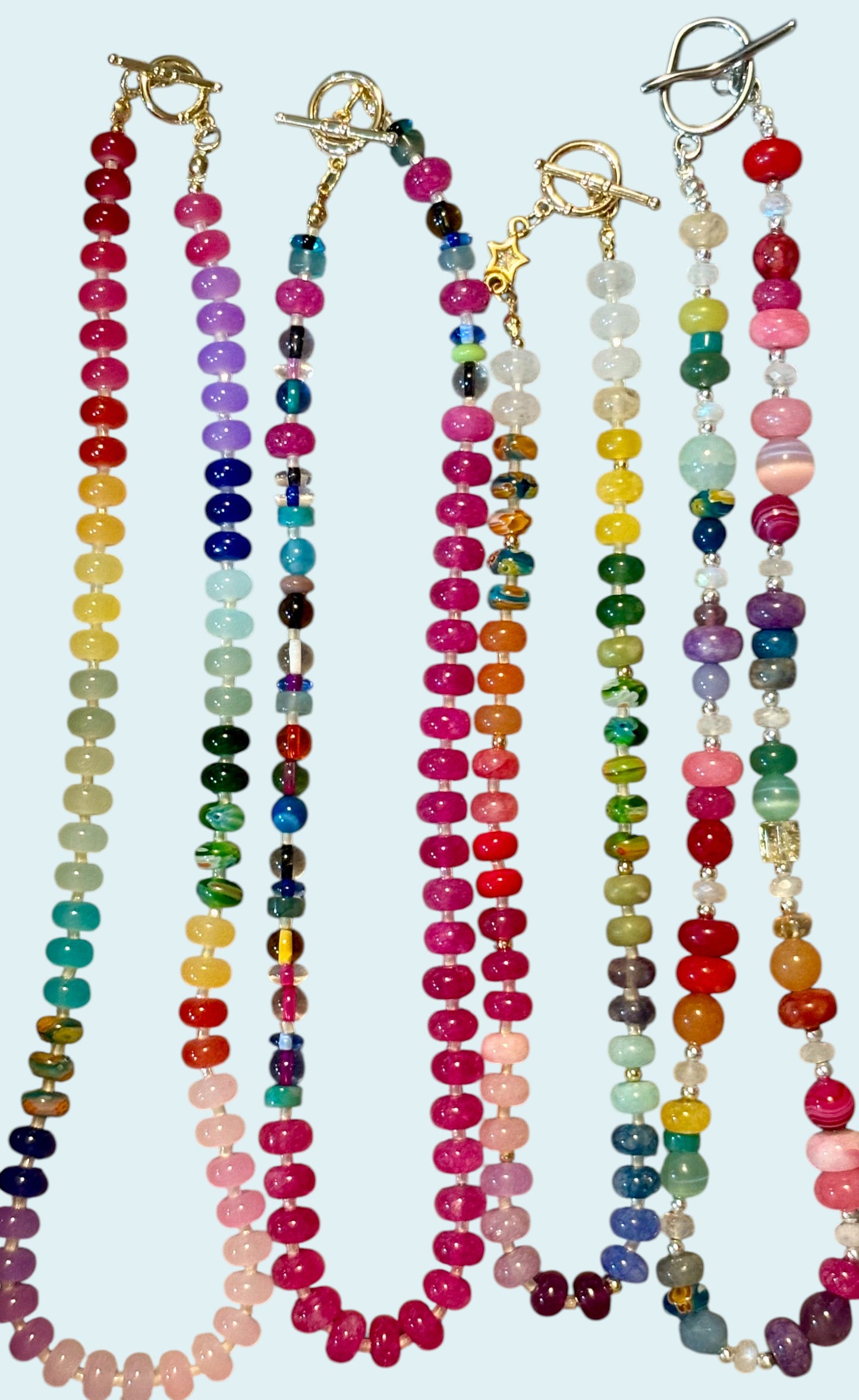 "Chasing Rainbows" Rainbow Mixed Gemstone Necklaces