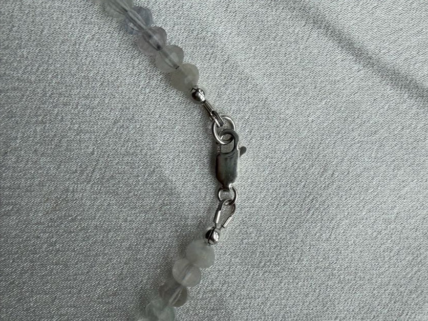 Sugar Plum Fluorite Necklace | Fluorite Gemstone Beads | Sterling Silver | 17"