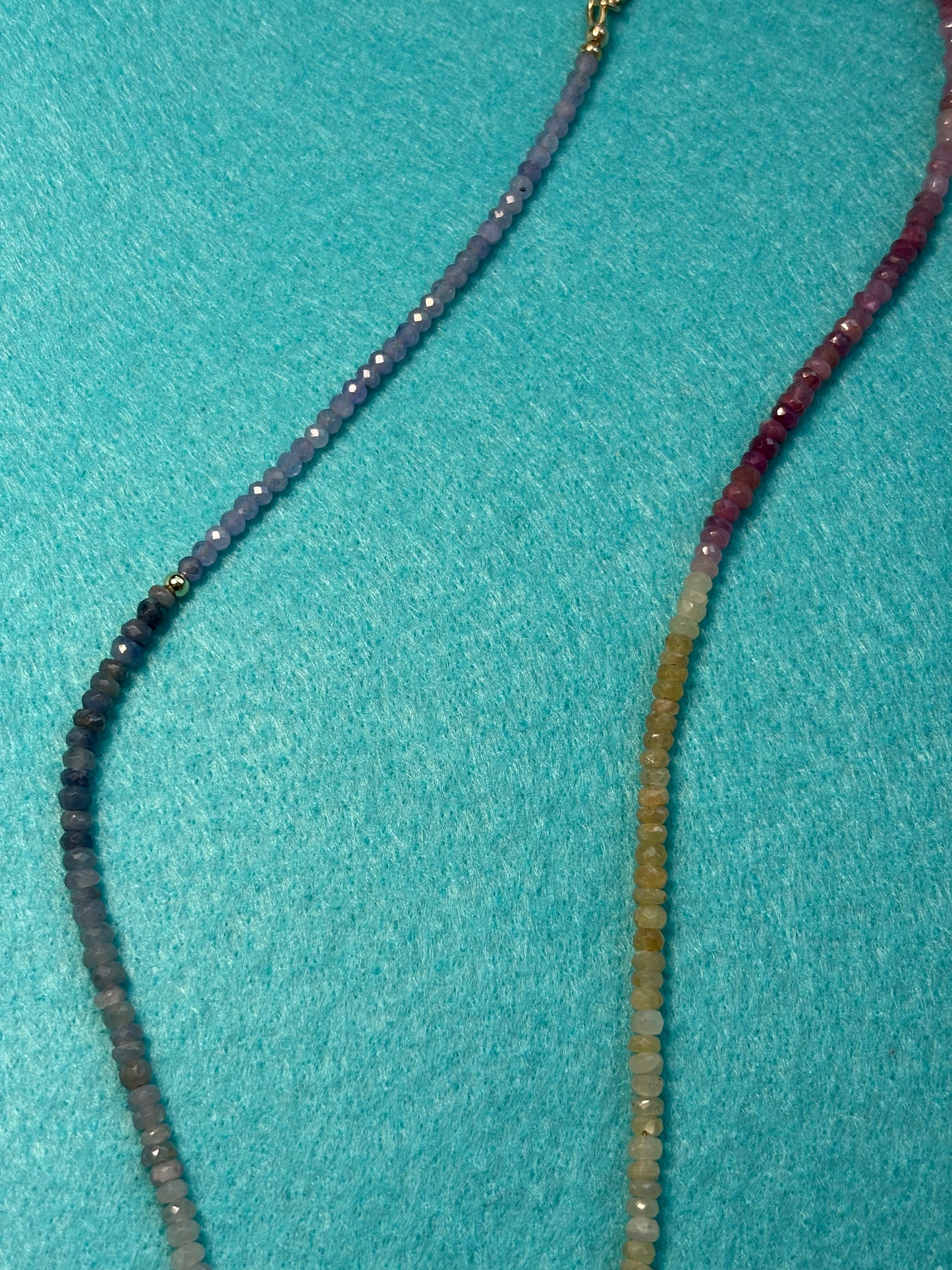 Multicolor Ombré Sapphire & Tanzanite Necklace – 18” with 14k Gold Filled Clasp