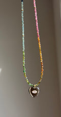 Tourmaline Twinkle Necklace with Smoky Quartz Heart Pendant | Gemstone Necklace (17")