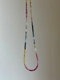 Multi Sapphire Twinkle Necklace | Colorful Gemstone Beaded Necklace, Sterling Silver Clasp (18")