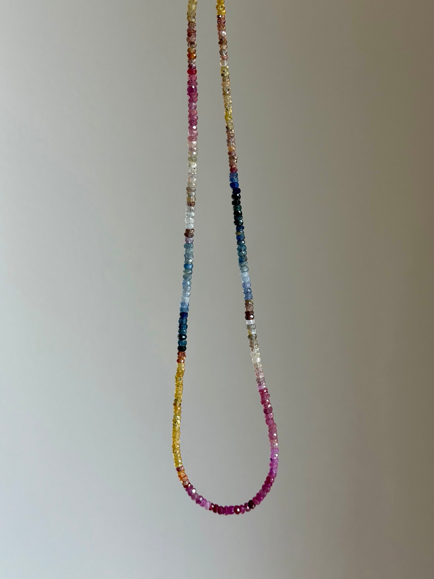 Multi Sapphire Twinkle Necklace | Colorful Gemstone Beaded Necklace, Sterling Silver Clasp (18")