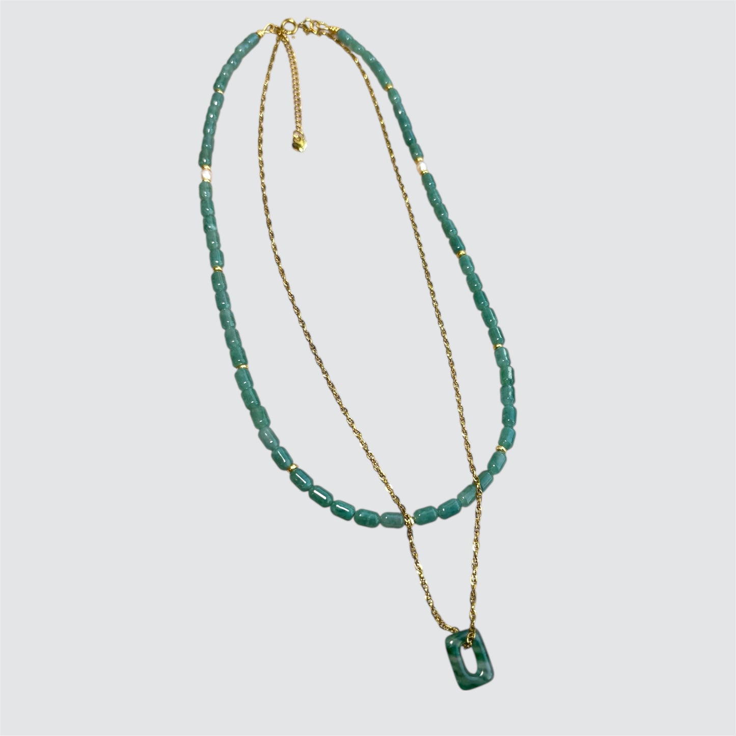 Jade Layered Charm Necklace