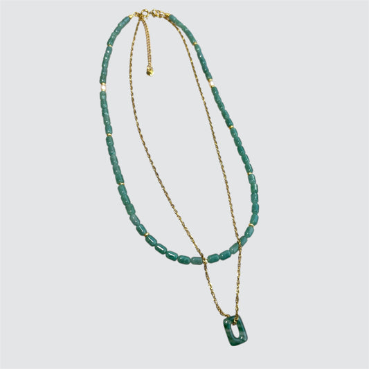 Jade Layered Charm Necklace