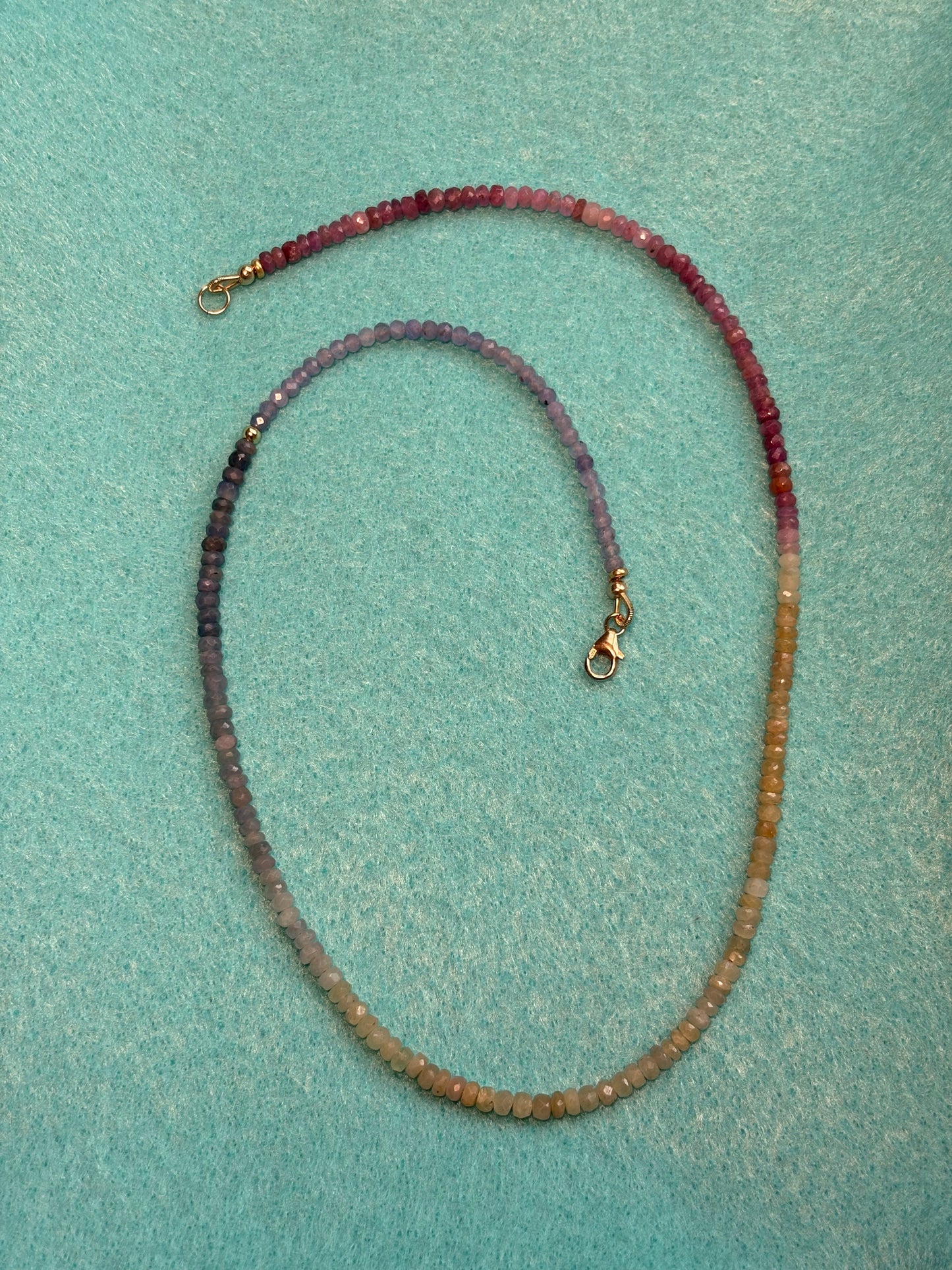 Multicolor Ombré Sapphire & Tanzanite Necklace – 18” with 14k Gold Filled Clasp