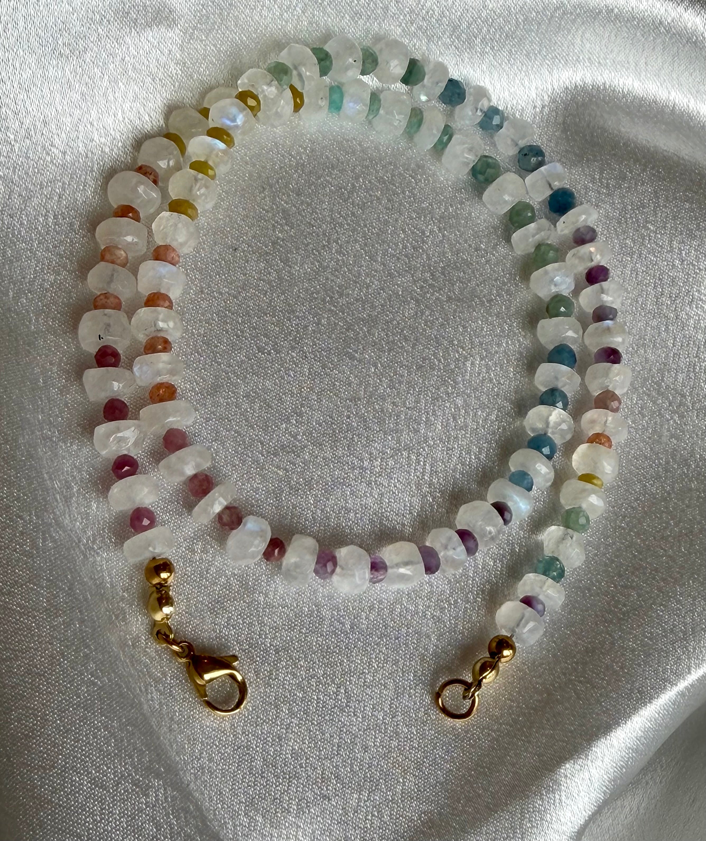 Confetti Summer Necklace | Moonstone & Multicolor Gemstone Necklace