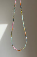 Tourmaline Twinkle Necklace | Colorful Gemstone Beaded Necklace, Gold PVD Clasp (17")