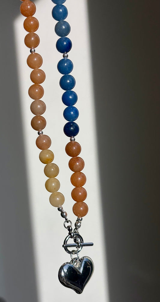 Mixed Signals | Multi-color Agate Heart Necklace (17”)