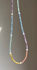 Ombre Gemstone Necklace with Rainbow Moonstone Accents | 20" Statement Beaded Necklace