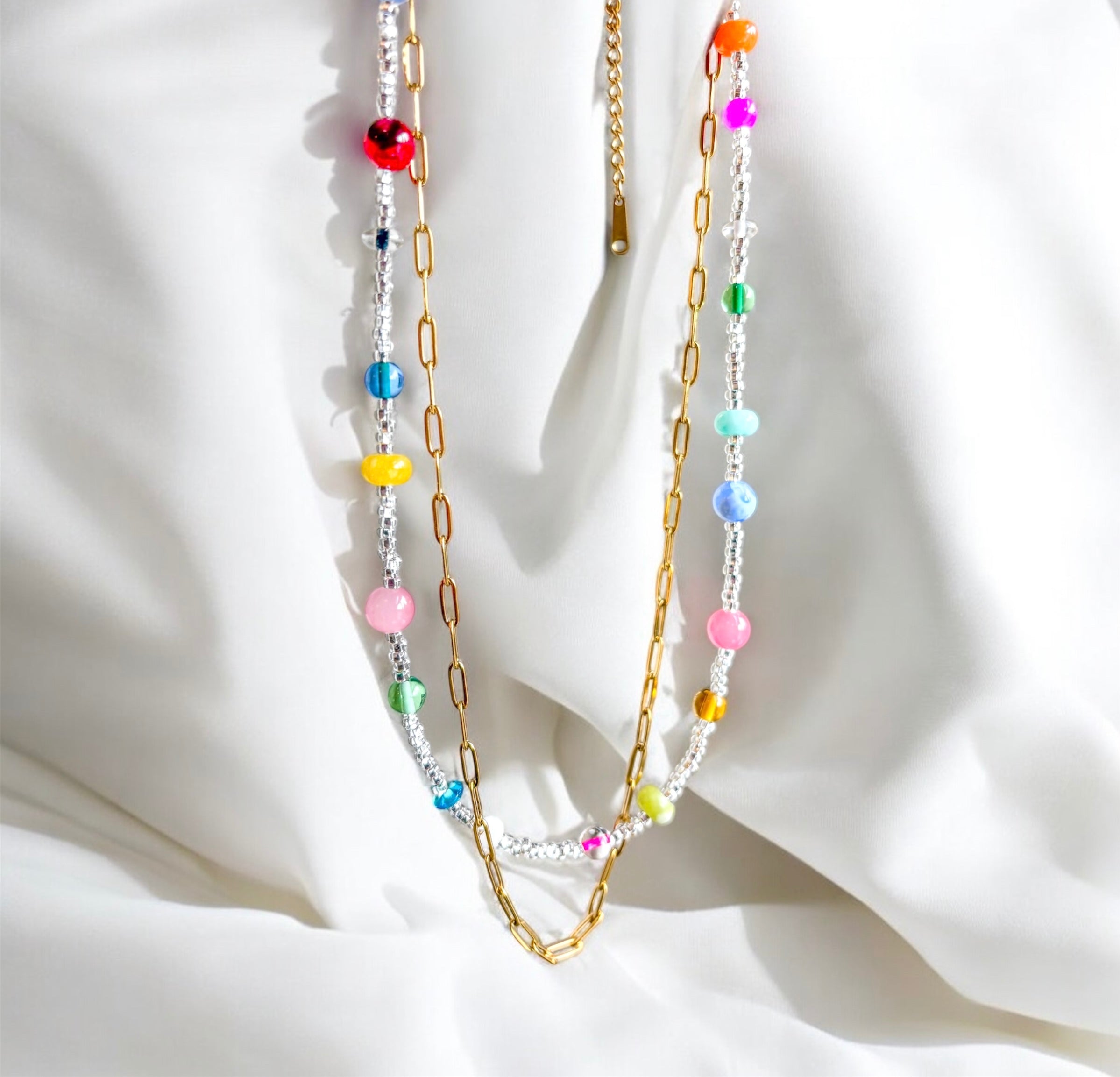 Aisha | 18k Gold Plated Chain & Beaded Necklace