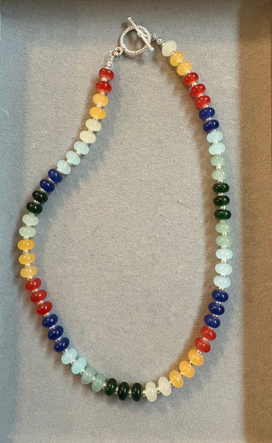 Multi-color glass bead necklace