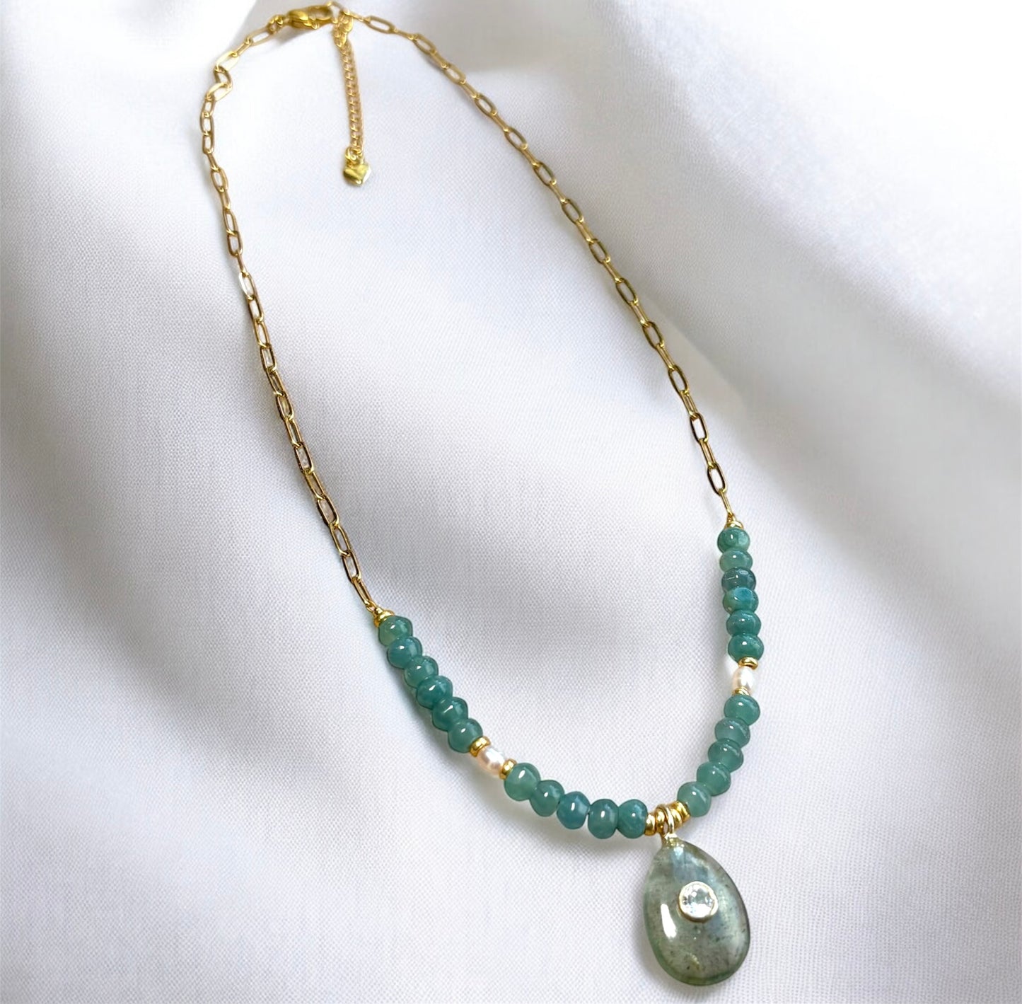 Jade & Moss Aquamarine Charm Necklace