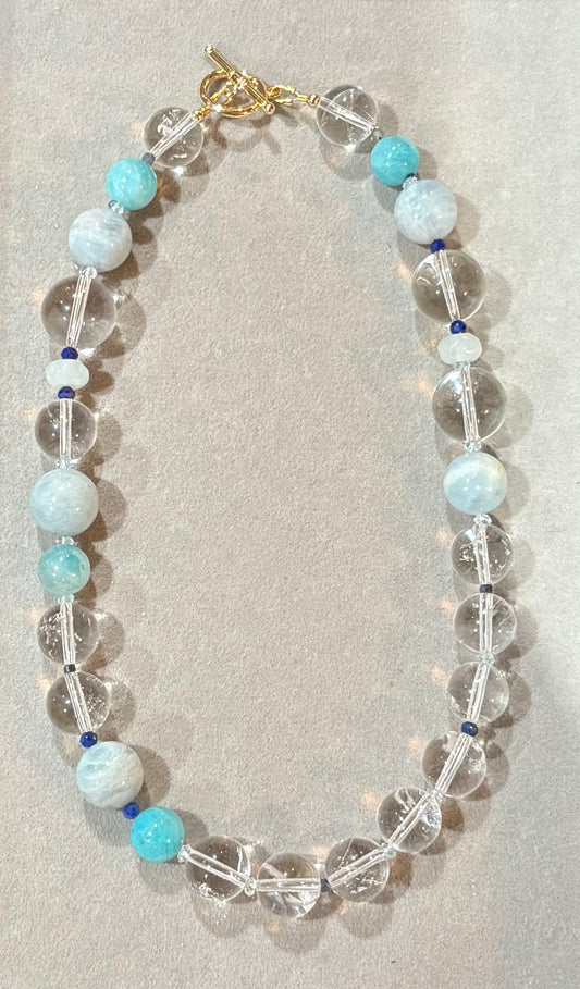 Quartz, Aquamarine & Morganite Necklace