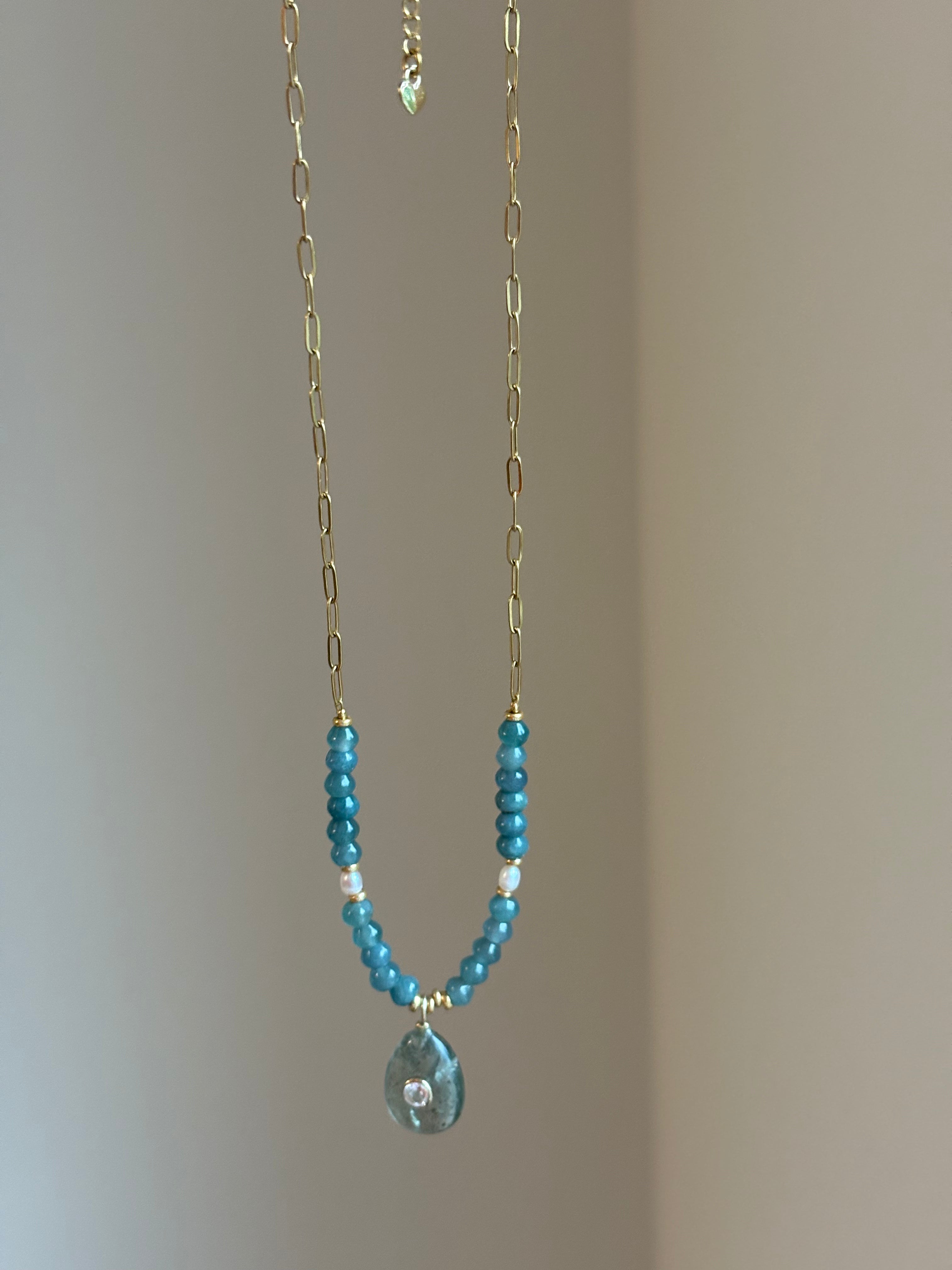 Jade & Moss Aquamarine Charm Necklace