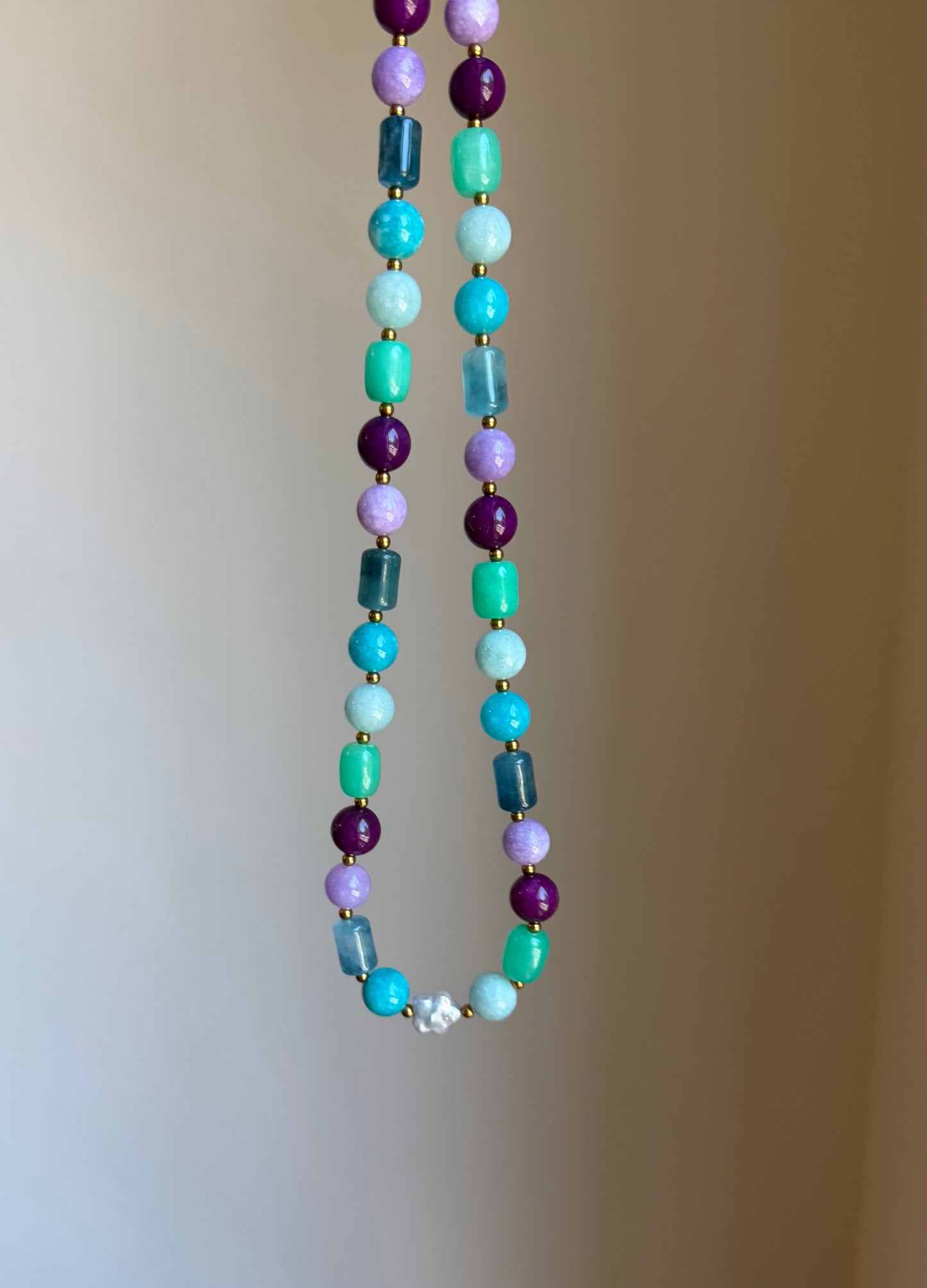 Flower Market Necklace | Jade, Apatite, Aquamarine & Freshwater Pearl Necklace