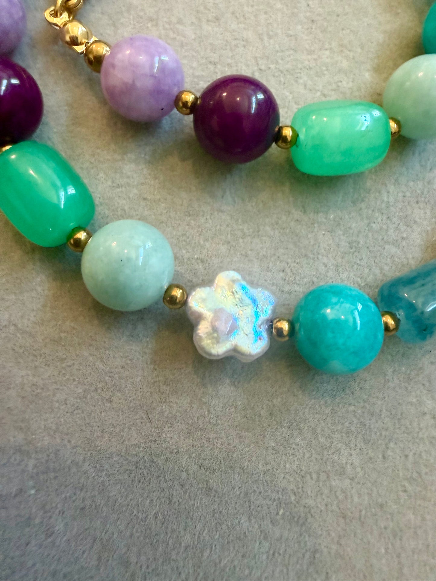 Flower Market Necklace | Jade, Apatite, Aquamarine & Freshwater Pearl Necklace
