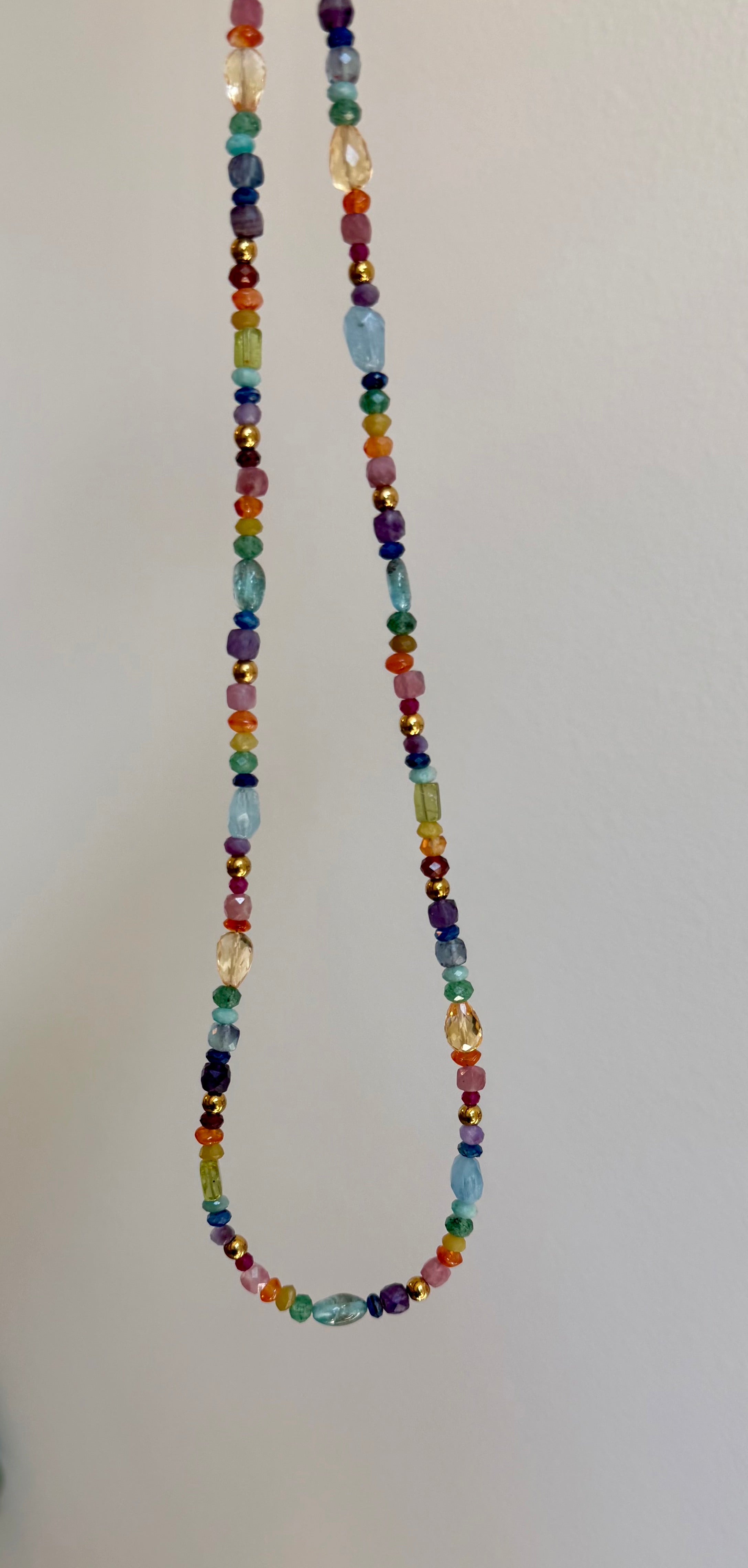 Rainbow Row Necklace | Multicolor Gemstone Necklace
