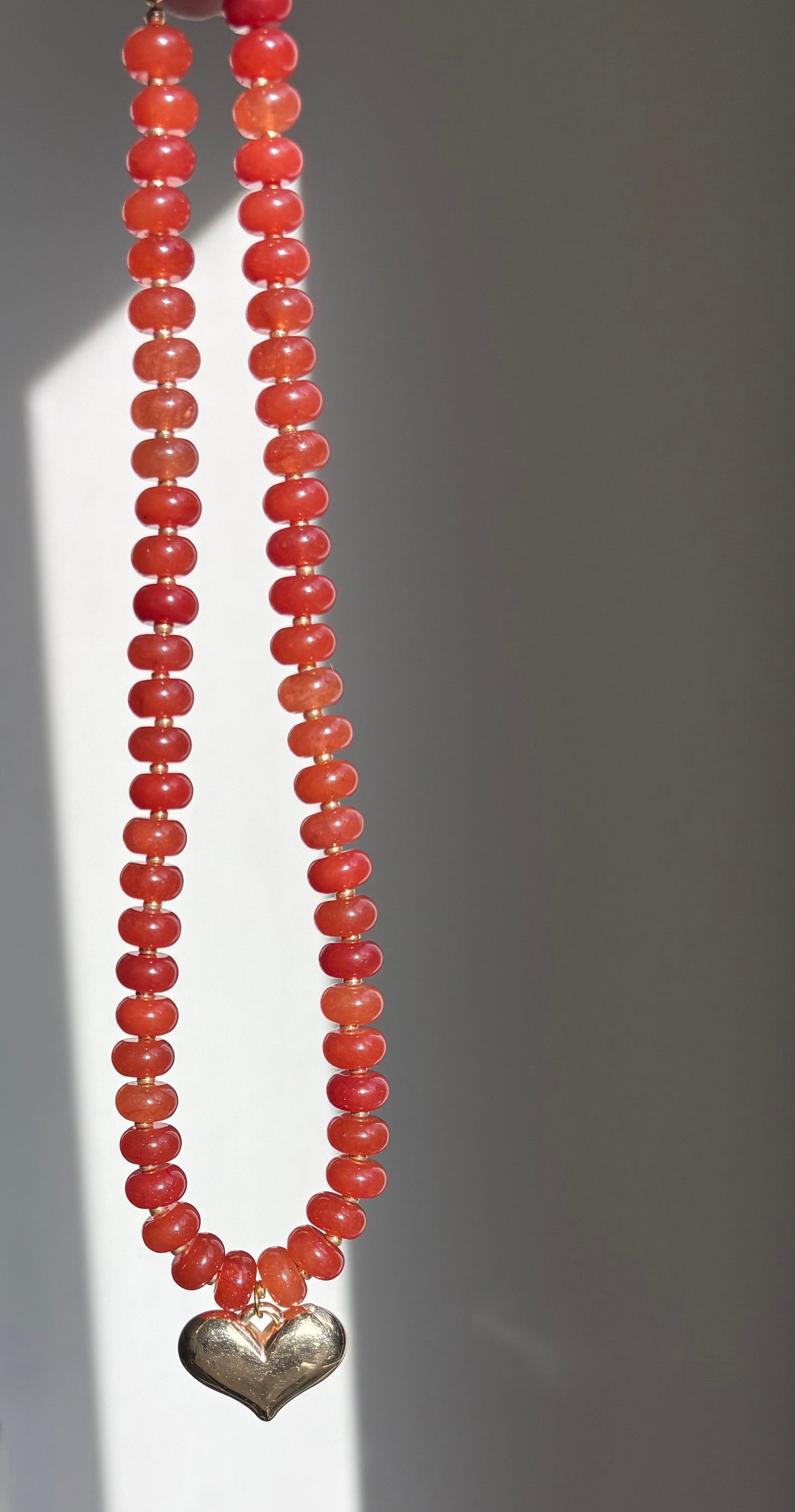Casual Flame | Carnelian Heart Necklace (17.5”)
