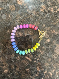 Cosmic Candy| Rainbow Gemstone Bracelet – Quartz & Quartzite on Knotted Silk with 18K Gold Toggle Clasp