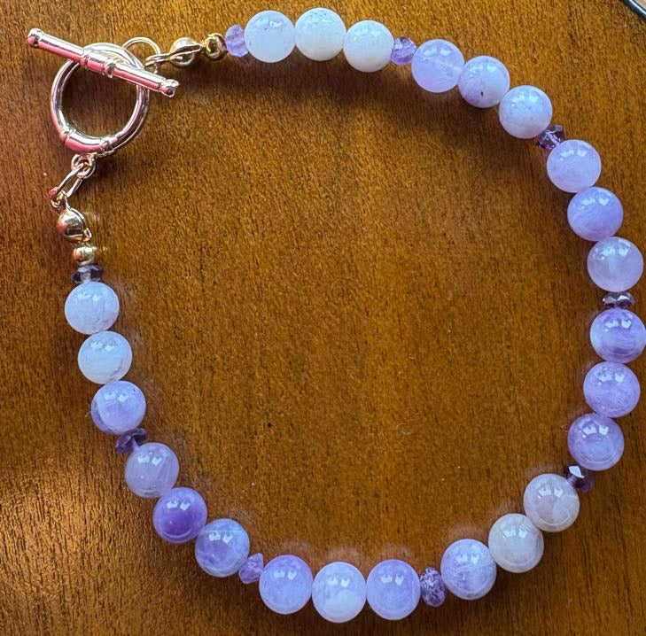 Sugar Plum Bracelet – Purple Opal & Amethyst, 18K Gold Toggle Clasp | 7in or 8in